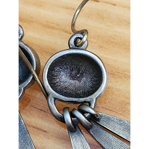 Antiqued Matte Gold Tone Earrings Etched Detailing Ethnic Western Style - Picture 3 of 3